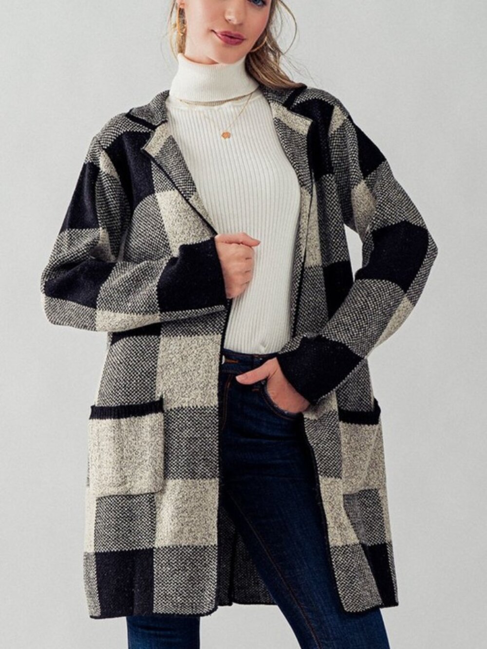 Plaid Hooded Cardigan Western Boho Blanket